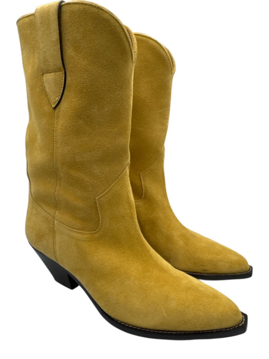 Isabel Marant Shoe Size 41 Yellow Suede leather Pointed Toe Pull Tab Boots Yellow / 41