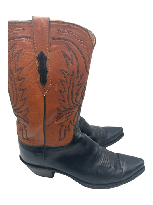 Luchese Shoe Size 8 Brown & Black Leather Cowboy Calf High Stitched Boots Brown & Black / 8
