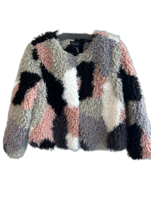 1. State Size Small Multi Modacrylic Patchwork Round Neck Jacket Multi / Small