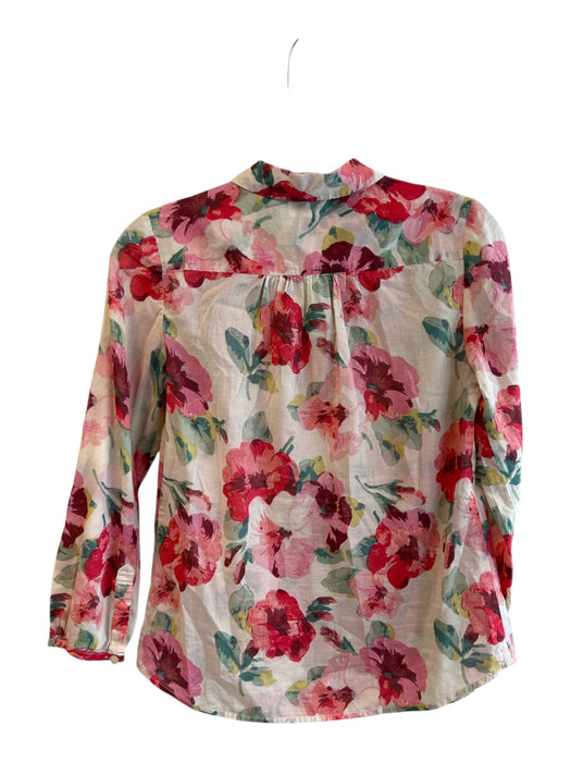 Madewell Size XS Beige & Pink Cotton Collared Button Up Long Sleeve Top Beige & Pink / XS