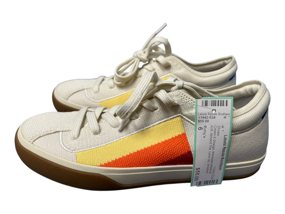 Rothy's Shoe Size 6 Cream & Orange Manmade Material Knit Almond Toe Shoes Cream & Orange / 6