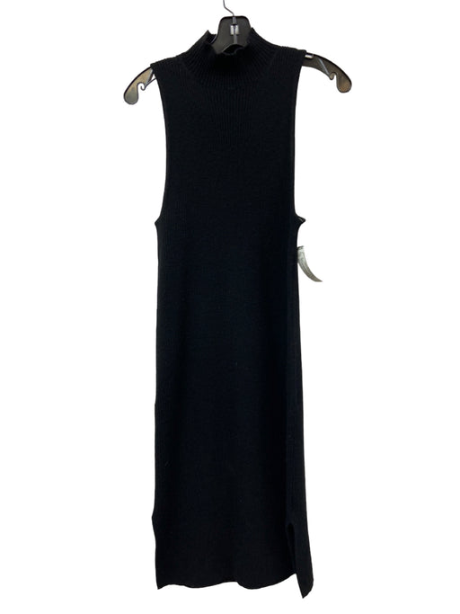 360 Cashmere Size L Black Cashmere Turtle Neck Ribbed Sleeveless Midi Dress Black / L