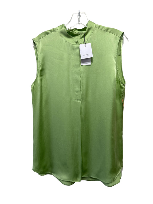 Equipment Size L Spring Green Silk Half Button Mock Collar Sleeveless Top Spring Green / L