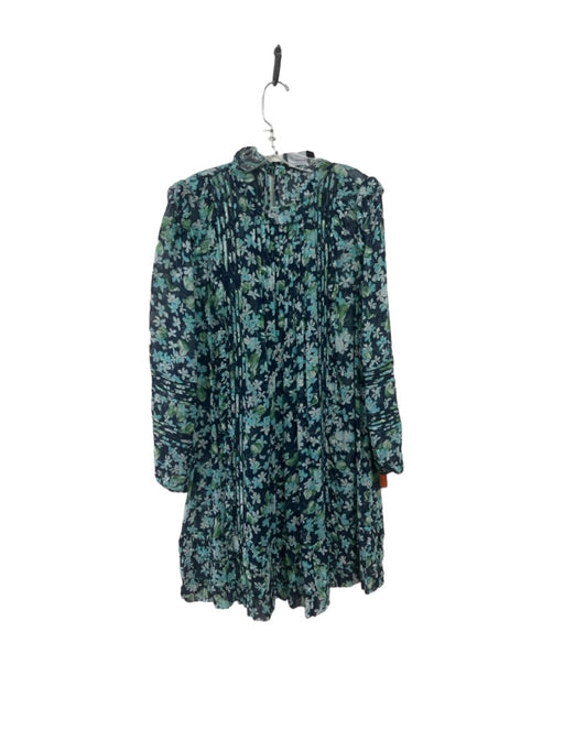 Zimmermann Size 2 Blue, Green, White Silk Ruffle Floral Sheer Dress Blue, Green, White / 2