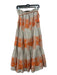 Maje Size 40 Tan & Orange Cotton Blend Elastic Waist Embroidered Maxi Skirt Tan & Orange / 40