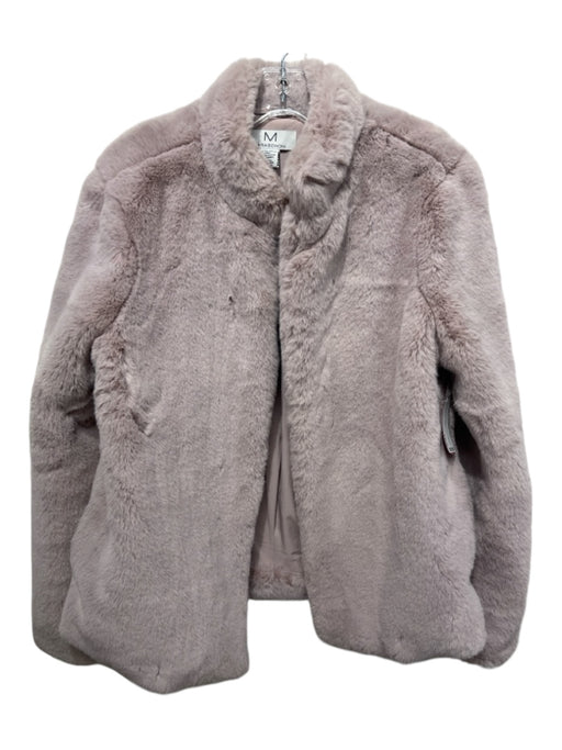 Magaschoni Size M Pink Polyester Faux Fur Clasp Closure Mock Neck Jacket Pink / M