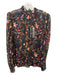 Saloni Size 8 Black, Red & Orange Silk Floral Mock Neck Sheer Long Sleeve Top Black, Red & Orange / 8