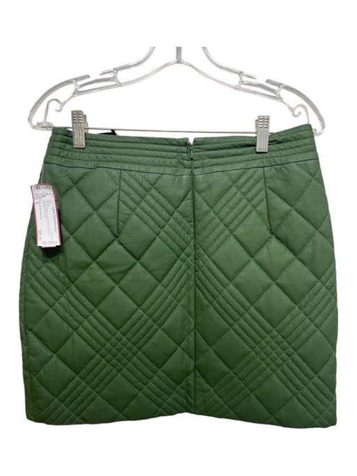 Bod & Christensen Size 8 Green Leather Mini Back Zip Quilted Skirt Green / 8