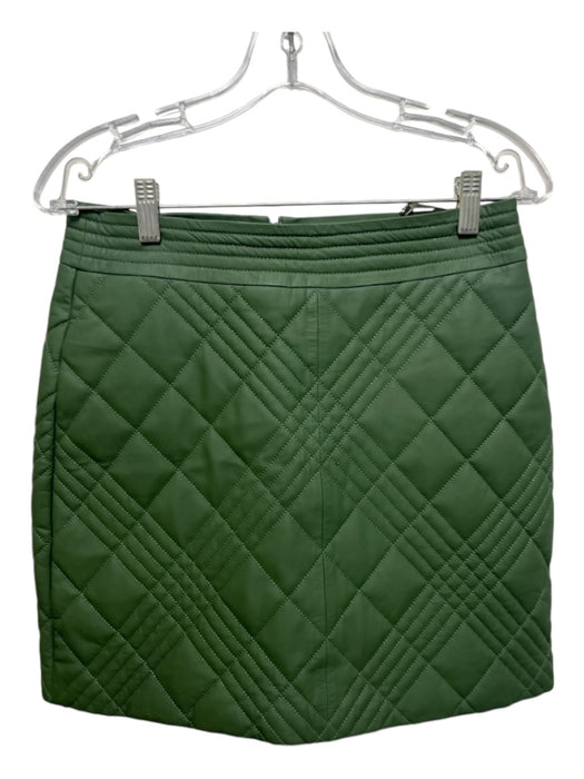 Bod & Christensen Size 8 Green Leather Mini Back Zip Quilted Skirt Green / 8