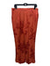 Etro Size 46/10 Orange Viscose Blend Floral Pleat Detail Straight Leg Pants Orange / 46/10