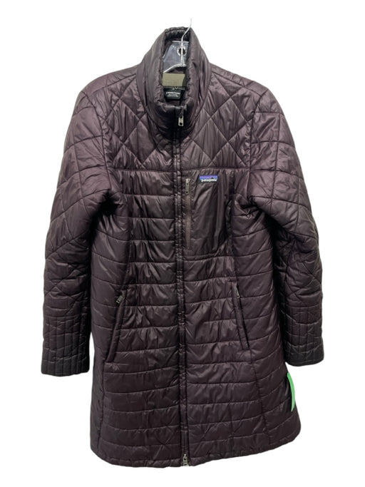 Patagonia Size L Plum Purple Recycled Nylon Blend Quilted Mock Neck Zip Up Coat Plum Purple / L