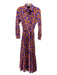 La Double J Size S Orange & Purple Cotton Floral Button Up Ruffle Detail Dress Orange & Purple / S