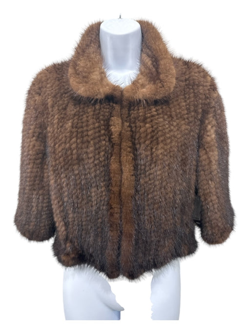 No Name Brand Size Est XS Brown Mink Fur Cropped Collar Half Sleeve Sweater Brown / Est XS