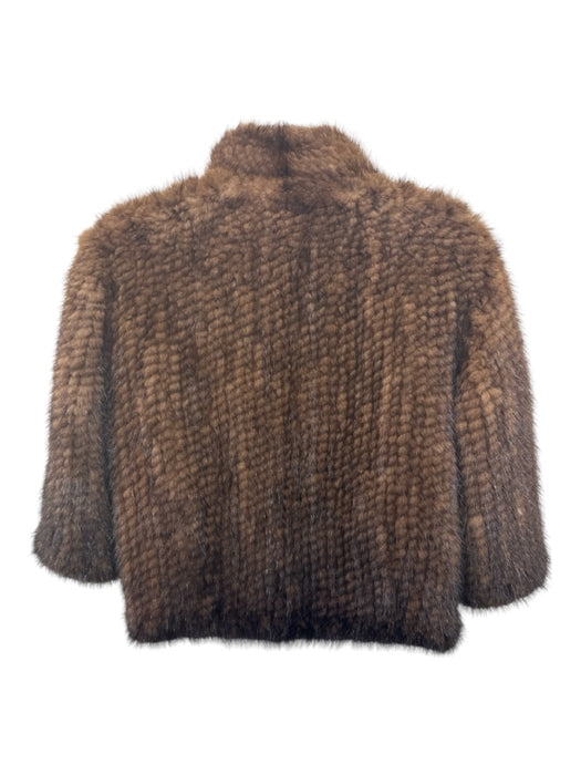 No Name Brand Size Est XS Brown Mink Fur Cropped Collar Half Sleeve Sweater Brown / Est XS