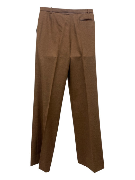 Hermes Size 42 Brown Virgin Wool High Rise hook & zip Straight Trouser Pants Brown / 42