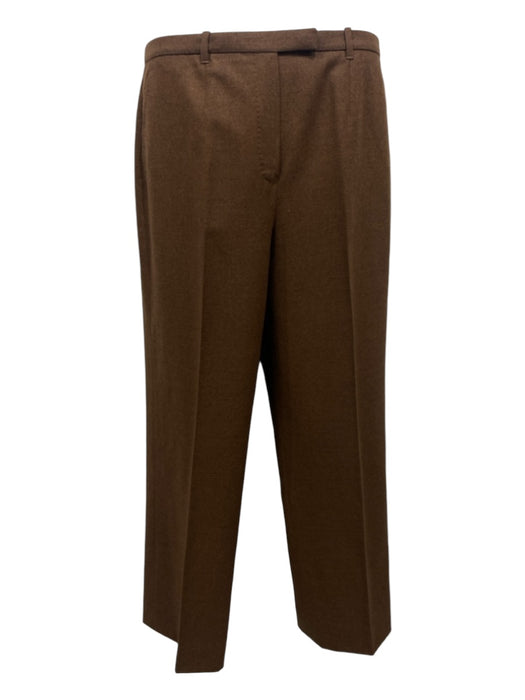 Hermes Size 42 Brown Virgin Wool High Rise hook & zip Straight Trouser Pants Brown / 42