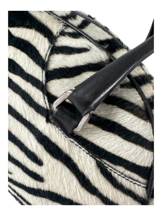 Prada Black & White Cowhide Zebra Stripe Rolled Handle Shoulder Bag Bag Black & White / S