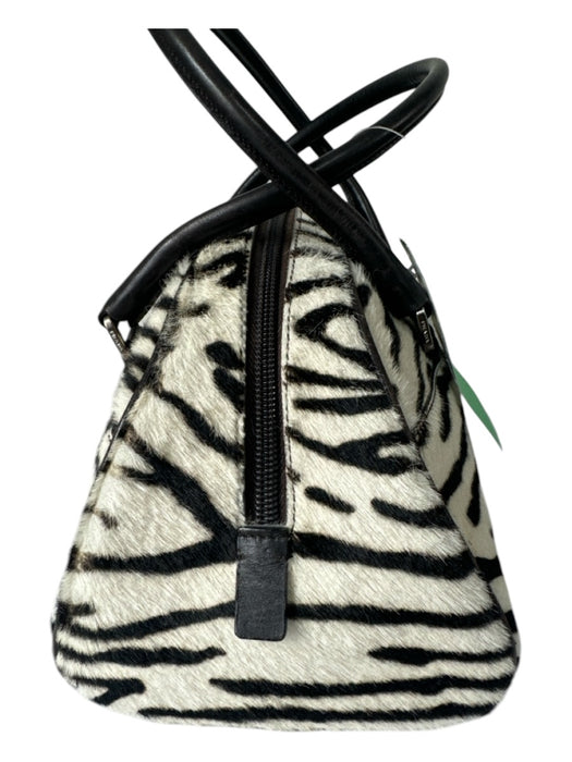 Prada Black & White Cowhide Zebra Stripe Rolled Handle Shoulder Bag Bag Black & White / S