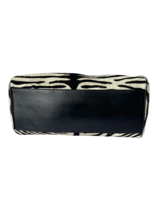 Prada Black & White Cowhide Zebra Stripe Rolled Handle Shoulder Bag Bag Black & White / S