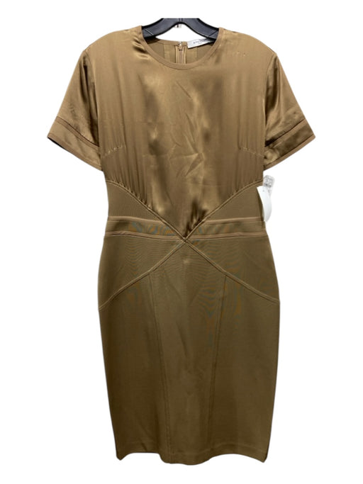 Givenchy Size 42 Brown Viscose Blend Short Sleeve Back Zip Midi Scoop neck Dress Brown / 42