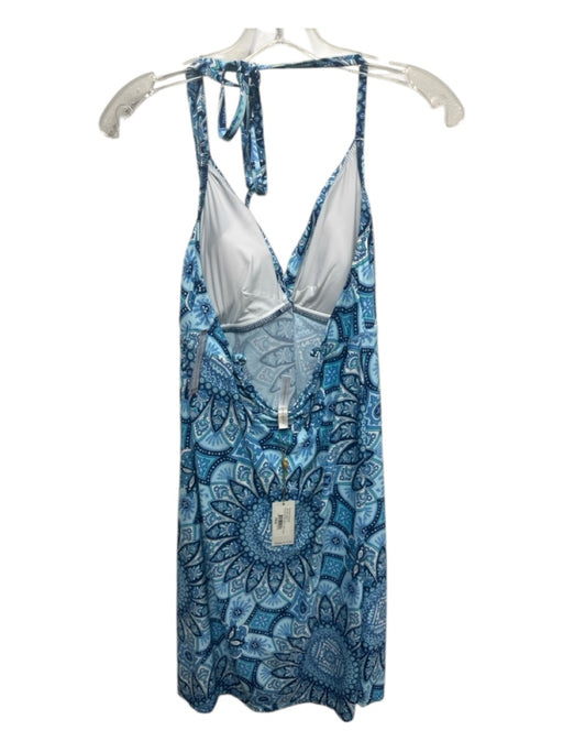 Helen Jon Size L Blue Nylon Blend Mandala Halter Dress swimwear Blue / L