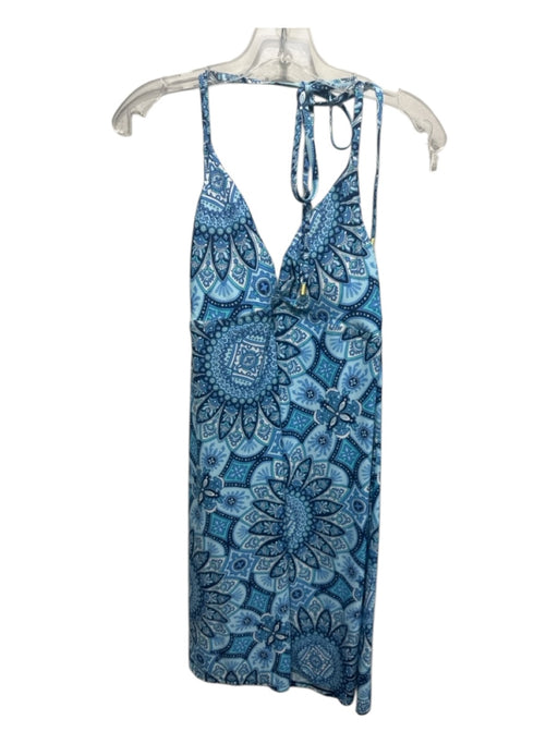 Helen Jon Size L Blue Nylon Blend Mandala Halter Dress swimwear Blue / L