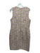 St. John Size 10 Tan, Red & White Polyester & Wool Sleeveless Textured Dress Tan, Red & White / 10
