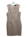 St. John Size 10 Tan, Red & White Polyester & Wool Sleeveless Textured Dress Tan, Red & White / 10