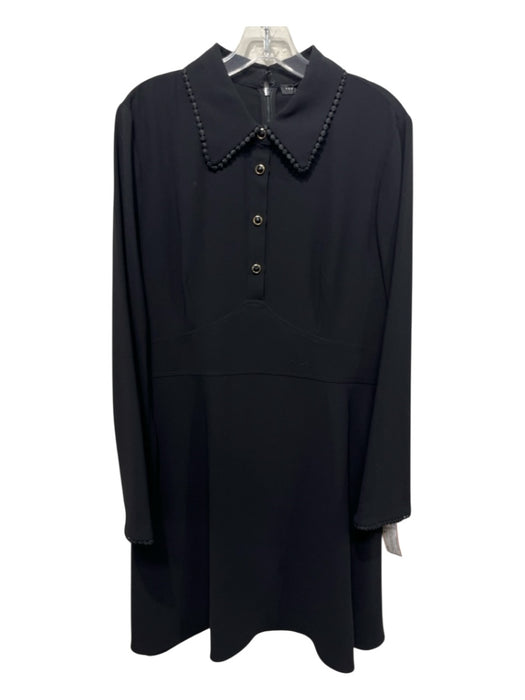 Tara Jarmon Size 44 Black Polyester Zip & Hook Closure Button Front Collar Dress Black / 44