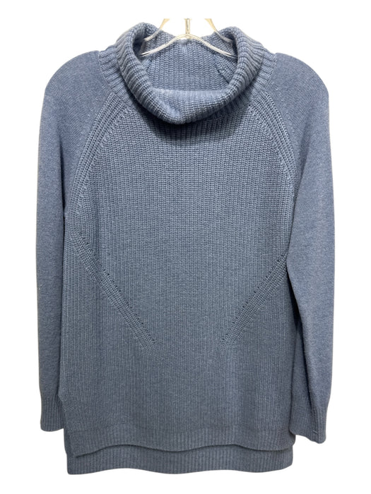 Sofia Cashmere Size M Blue Cashmere Knit Turtle Neck Ribbed High Low Hem Sweater Blue / M