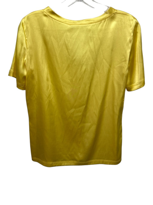 Etro Size 42 Yellow No Fabric Tag V Neck Satin Short Sleeve Top Yellow / 42