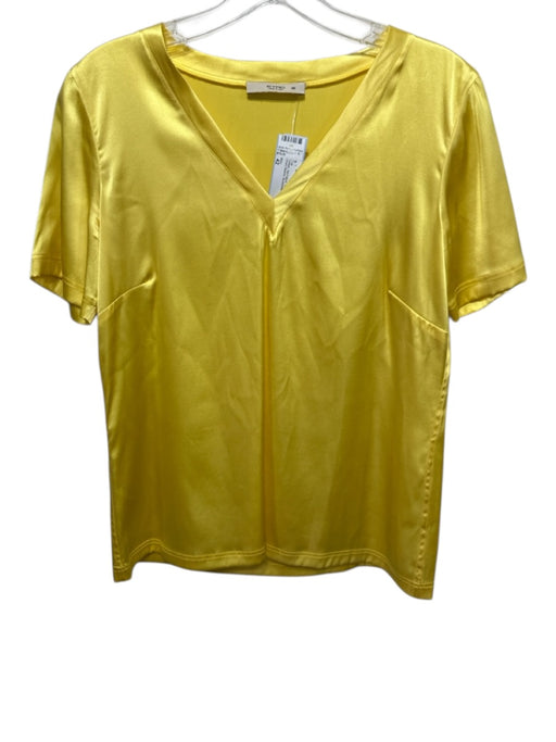 Etro Size 42 Yellow No Fabric Tag V Neck Satin Short Sleeve Top Yellow / 42