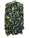 Erdem Size 12 Black, Green & White Silk Floral Tie Neck Zip & Button Mini Dress Black, Green & White / 12