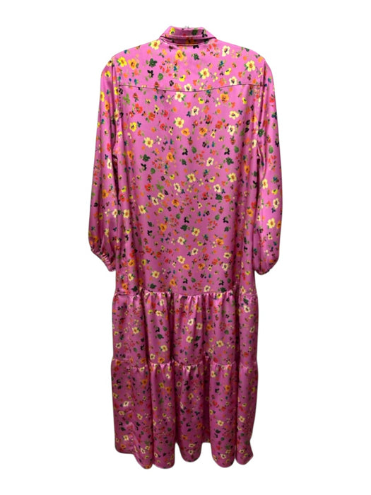 Ann Mashburn Size S Pink & Multi Polyester Floral Button Down Maxi Dress Pink & Multi / S