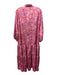 Ann Mashburn Size S Pink & Multi Polyester Floral Button Down Maxi Dress Pink & Multi / S
