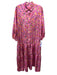 Ann Mashburn Size S Pink & Multi Polyester Floral Button Down Maxi Dress Pink & Multi / S