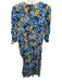 Hale Bob Size M Blue & Orange Viscose Blend V Neck Rouched Half Sleeve Dress Blue & Orange / M