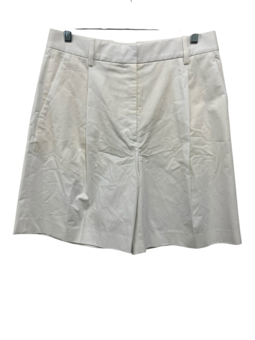 Argent Size 10 White Cotton Front Pleat Pocketed Hook & Zip Fly Shorts White / 10
