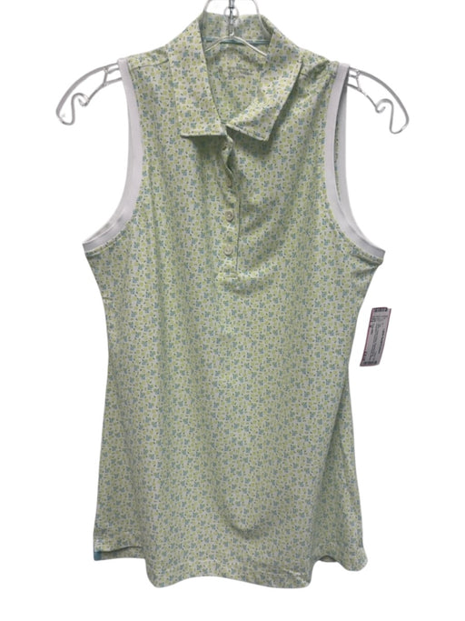 Peter Millar Size M White, Green & Blue Polyester Blend Sleeveless Athletic Top White, Green & Blue / M