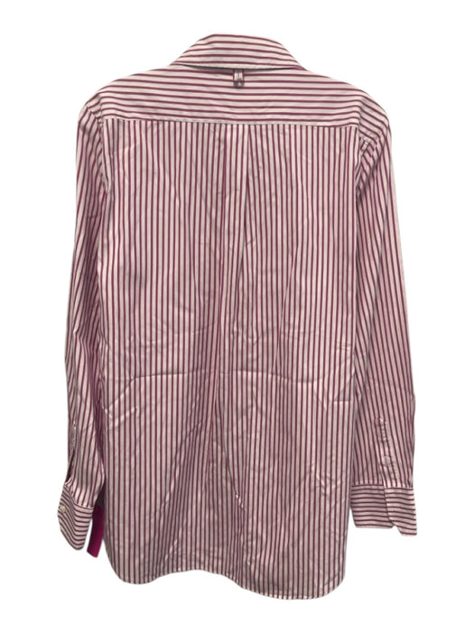 Ann Mashburn Size L White & Purple Cotton Striped Long Sleeve Button Up Top White & Purple / L
