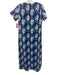Anna Cate Size S Blue & White Cotton Big Cat Print Short Sleeve V Neck Dress Blue & White / S