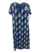Anna Cate Size S Blue & White Cotton Big Cat Print Short Sleeve V Neck Dress Blue & White / S