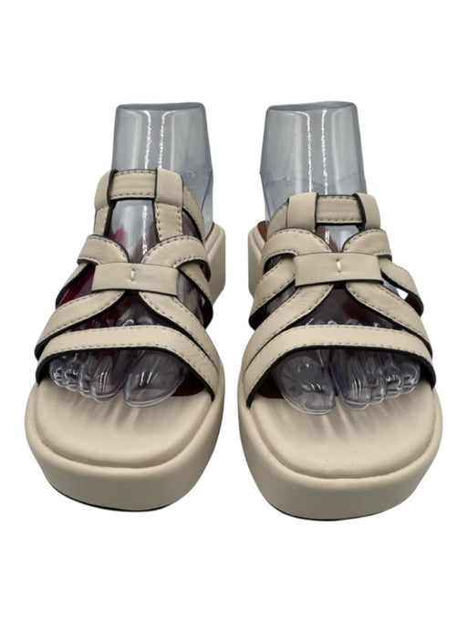 Reiss Shoe Size 8.5 Cream White Leather Upper Cage Mule Platform Sandals Cream White / 8.5