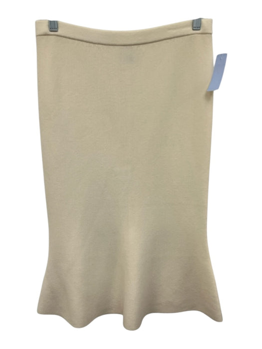 Iris & Ink Size M Ecru Cream Wool Knit Short Sleeve Elastic Waist Midi Skirt Set Ecru Cream / M