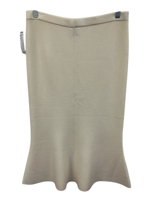 Iris & Ink Size M Ecru Cream Wool Knit Short Sleeve Elastic Waist Midi Skirt Set Ecru Cream / M
