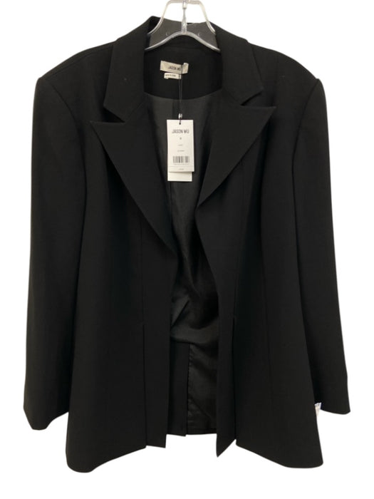 Jason Wu Size 8 Black Triacetate Blend Open Front Front Slits Long Blazer Jacket Black / 8