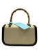 Tiffany & Fred Beige & Black Straw & Leather Woven Toggle Close Bag Beige & Black