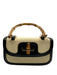 Tiffany & Fred Beige & Black Straw & Leather Woven Toggle Close Bag Beige & Black
