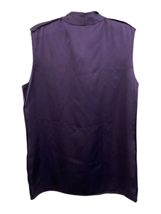 Lanvin Size 40 Purple Silk Sleeveless Tie V Neck Pussy Bow Satin Top Purple / 40