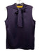 Lanvin Size 40 Purple Silk Sleeveless Tie V Neck Pussy Bow Satin Top Purple / 40